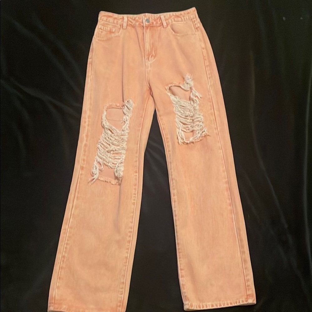 Distressed Peach Jeans for Women